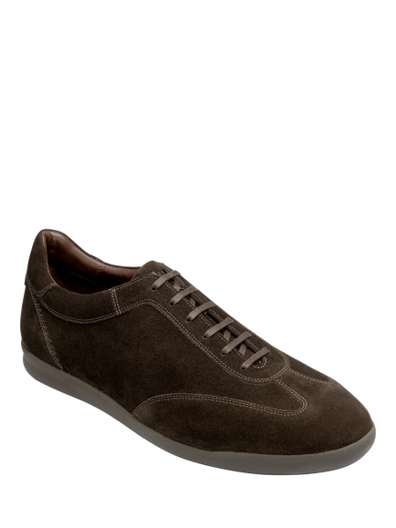 Loake Mayfair Suede Trainer Shoes, Dark Brown - view 2, Dark Brown