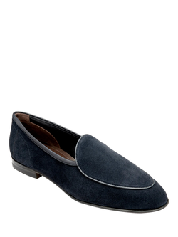 Loake Belgrave Suede Loafers, Navy - view 2, Navy