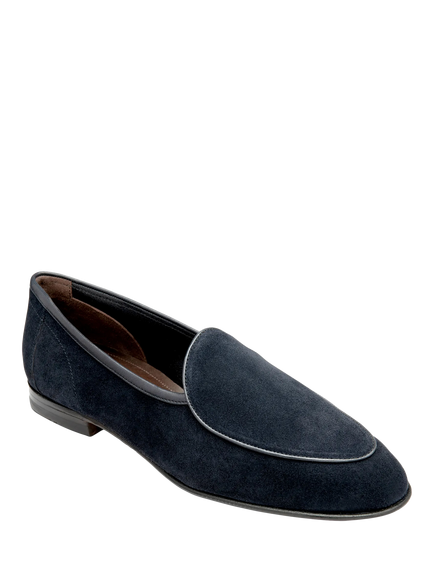 Loake Belgrave Suede Loafers, Navy - view 2, Navy