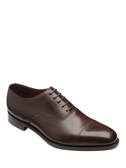 Loake Aldwych Leather Oxford Shoes, Dark Brown - view 2, Dark Brown