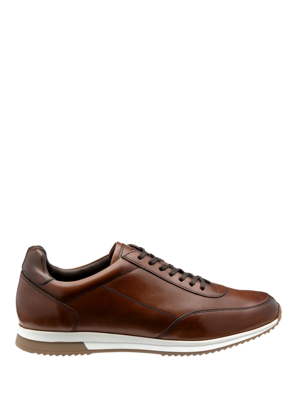 Loake Bannister Leather Trainers, Blue, Cedar Brown