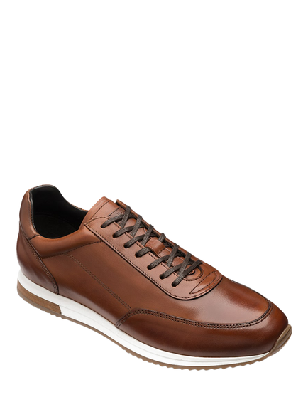 Loake Bannister Leather Trainers, Blue - view 2, Cedar Brown