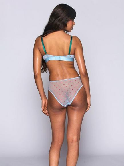 Lemonade Dolls Mesh Embroidered Heart Bralette, Blue - view 2, Blue
