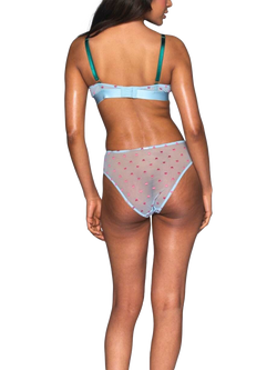 Lemonade Dolls Mesh Embroidered Heart High Waist Knickers, Blue - view 2, Blue