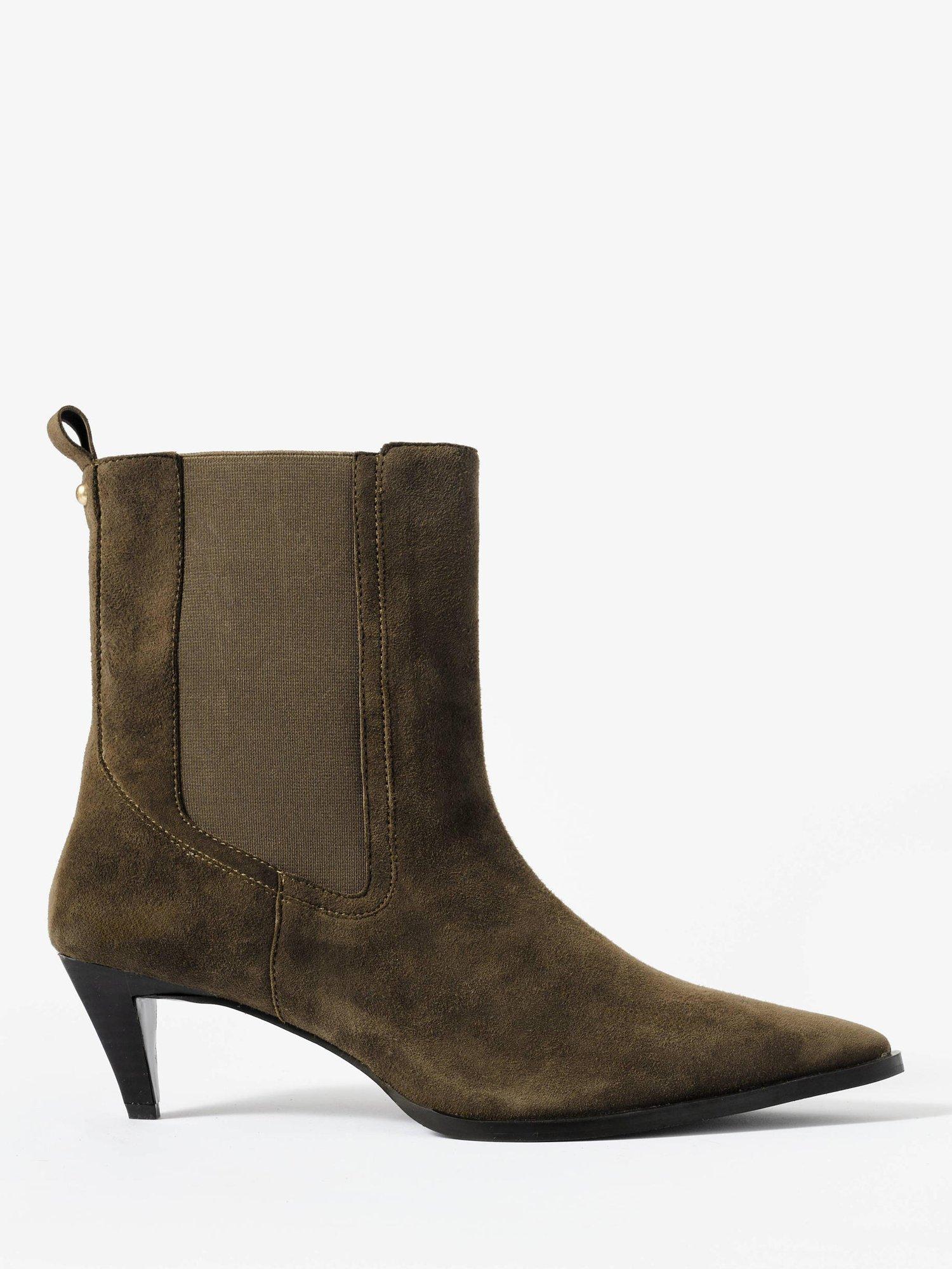 Product image 1 of 2, which shows Mint Velvet Suede Kitten Heel Ankle Boots, Green/Multi, 3