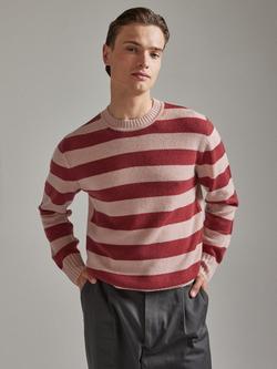 SALTS Unisex Lofty Knit Stripe Pure Cashmere Jumper - view 2, Rose & Pale Pink