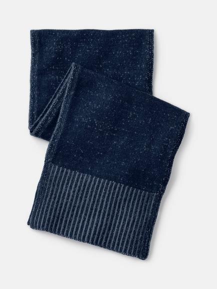 SALTS Unisex Knitted Pure Cashmere Scarf, Navy & Denim Blue