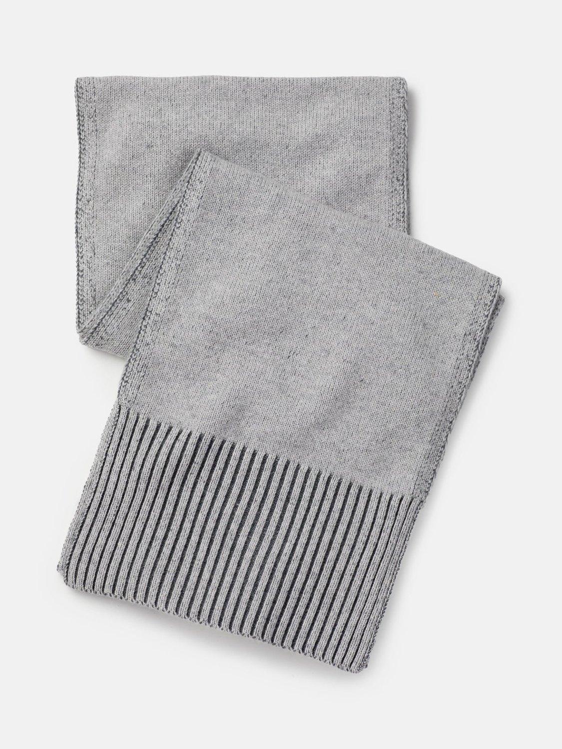 Product image 1 of 2, which shows SALTS Unisex Knitted Pure Cashmere Scarf, Charcoal & Soft Grey, One Size