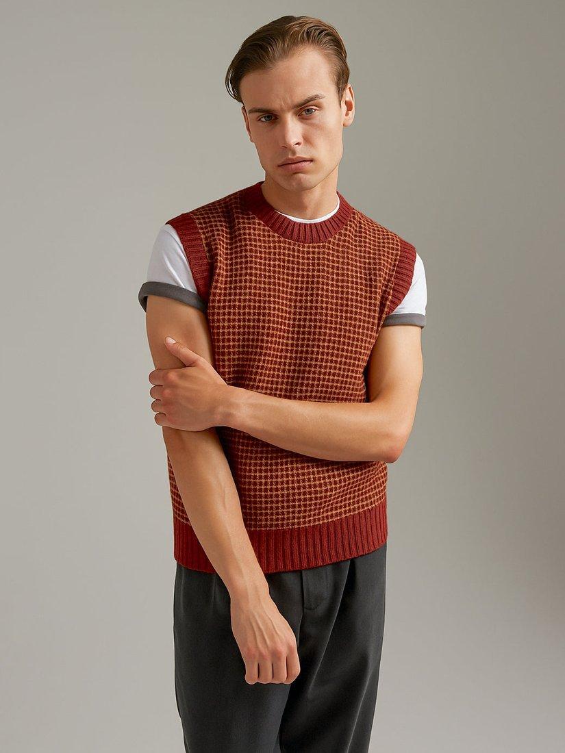 Product image 6 of 6, which shows SALTS Unisex Textured Wool Rich Tank Top, Spice & Oatmeal, XL
