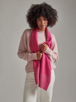 SALTS Unisex Knitted Pure Cashmere Scarf - view 2, Hot Pink & Soft Pink