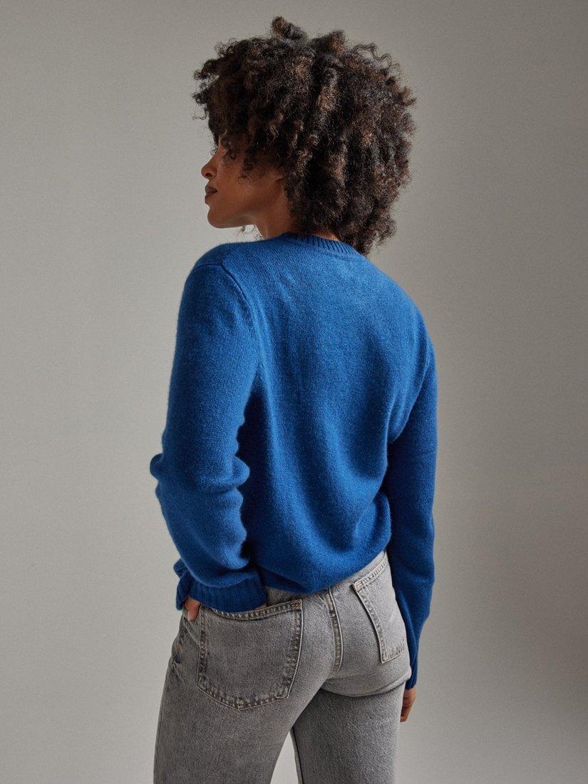 Product image 2 of 7, which shows SALTS Unisex Lofty Knit Pure Cashmere Jumper, Rich Blue, S