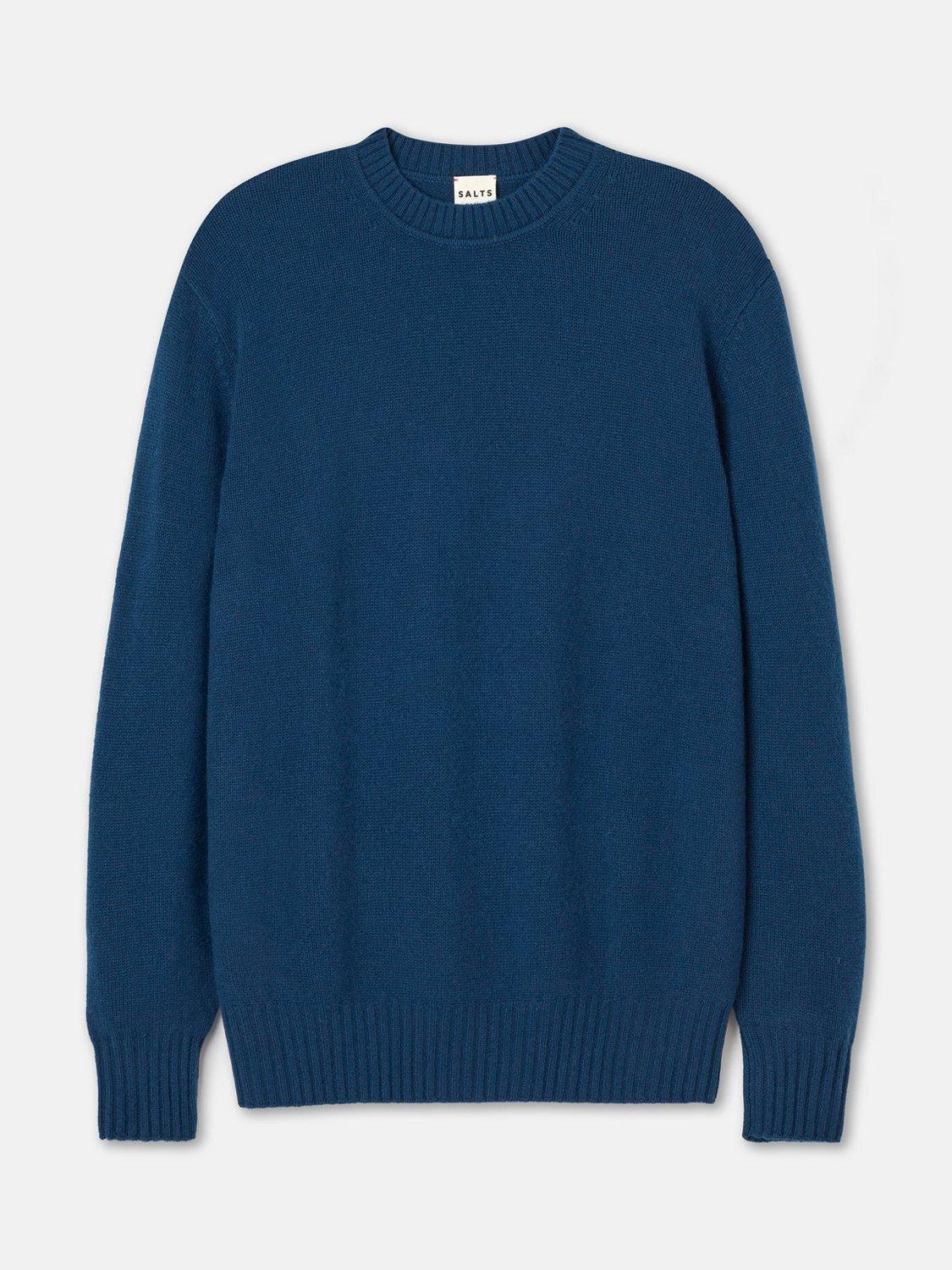 Product image 4 of 7, which shows SALTS Unisex Lofty Knit Pure Cashmere Jumper, Rich Blue, S