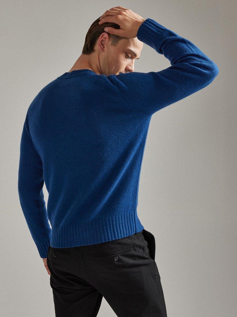 Product image 6 of 7, which shows SALTS Unisex Lofty Knit Pure Cashmere Jumper, Rich Blue, S