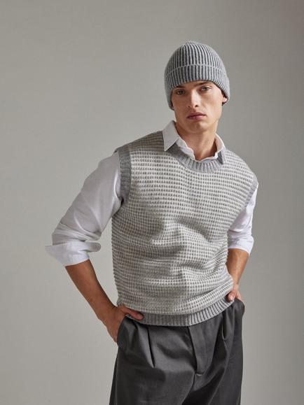 SALTS Unisex Textured Wool Rich Tank Top - view 2, Granite & Soft White