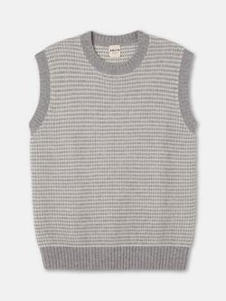 SALTS Unisex Textured Wool Rich Tank Top, Granite & Soft White