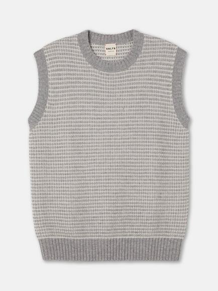 SALTS Unisex Textured Wool Rich Tank Top, Granite & Soft White