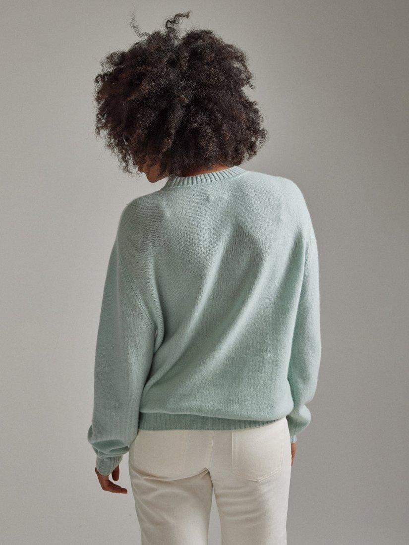 Product image 1 of 4, which shows SALTS Unisex Lofty Knit Pure Cashmere Jumper, Cool Mint, S