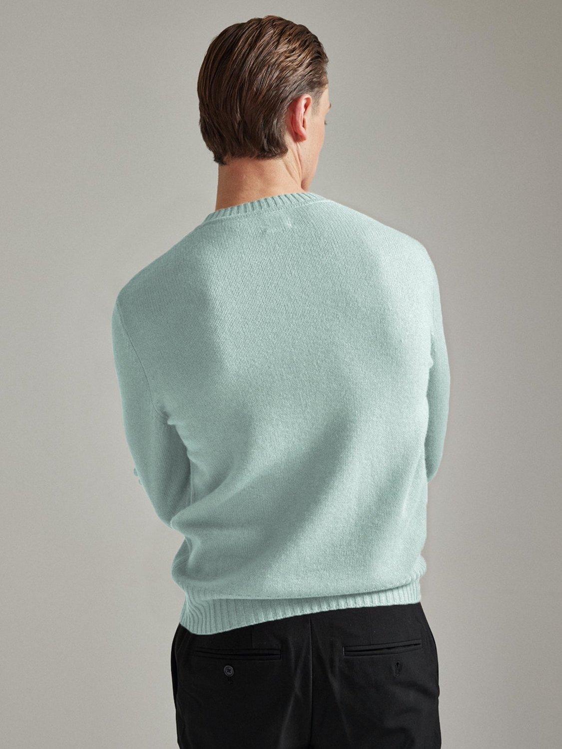 Product image 3 of 4, which shows SALTS Unisex Lofty Knit Pure Cashmere Jumper, Cool Mint, S