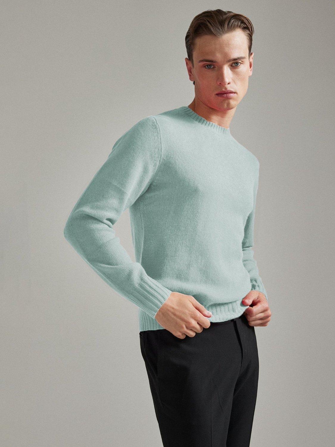 Product image 4 of 4, which shows SALTS Unisex Lofty Knit Pure Cashmere Jumper, Cool Mint, S