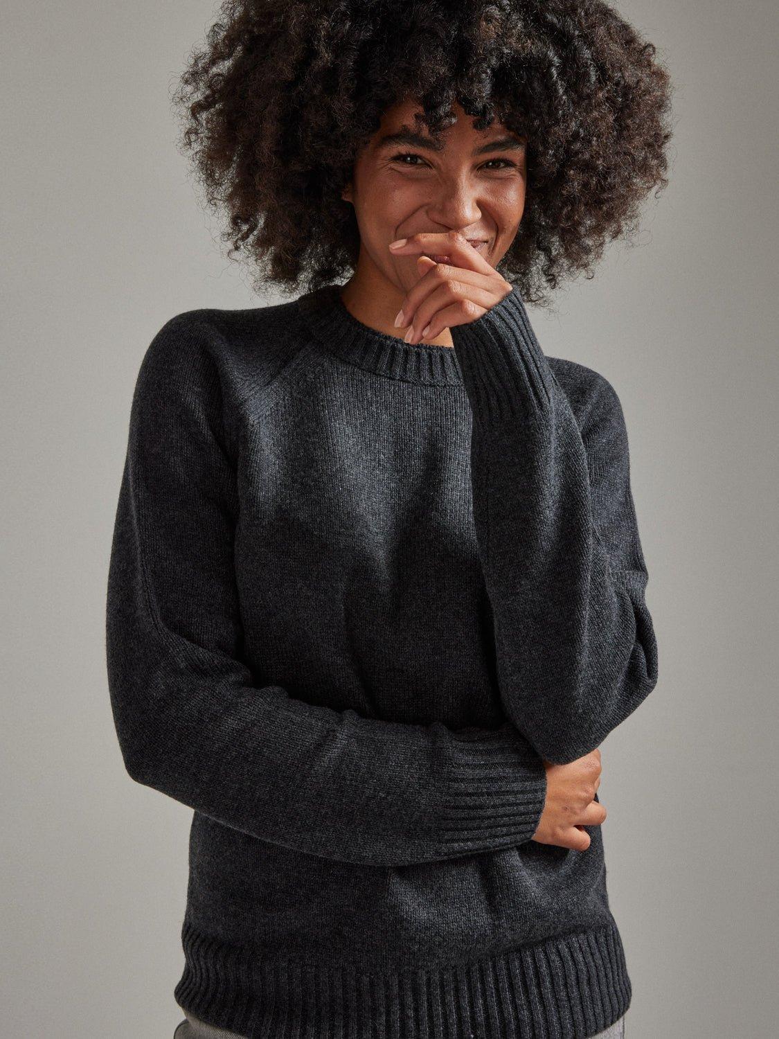 Product image 5 of 7, which shows SALTS Unisex Double Trim Wool Rich Jumper, Dark Cloud, S