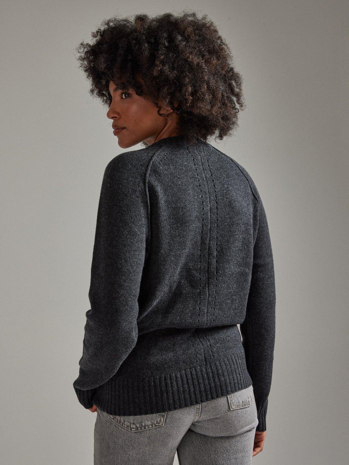 Product image 6 of 7, which shows SALTS Unisex Double Trim Wool Rich Jumper, Dark Cloud, S