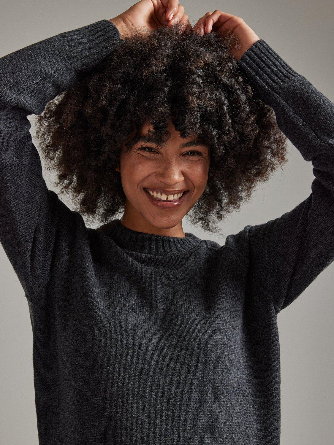 Product image 7 of 7, which shows SALTS Unisex Double Trim Wool Rich Jumper, Dark Cloud, S