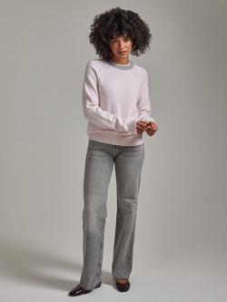 SALTS Unisex Double Trim Wool Rich Jumper - view 2, Pink & Grey