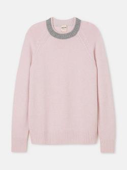 SALTS Unisex Double Trim Wool Rich Jumper, Pink & Grey