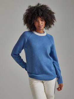 SALTS Unisex Double Trim Wool Rich Jumper - view 2, Sky Blue & Beige