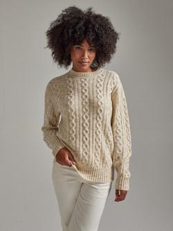 SALTS Unisex Space Dyed Cable Knit Pure Cashmere Jumper - view 2, Camel & Sand