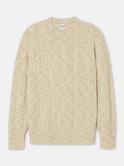 SALTS Unisex Space Dyed Cable Knit Pure Cashmere Jumper, Camel & Sand