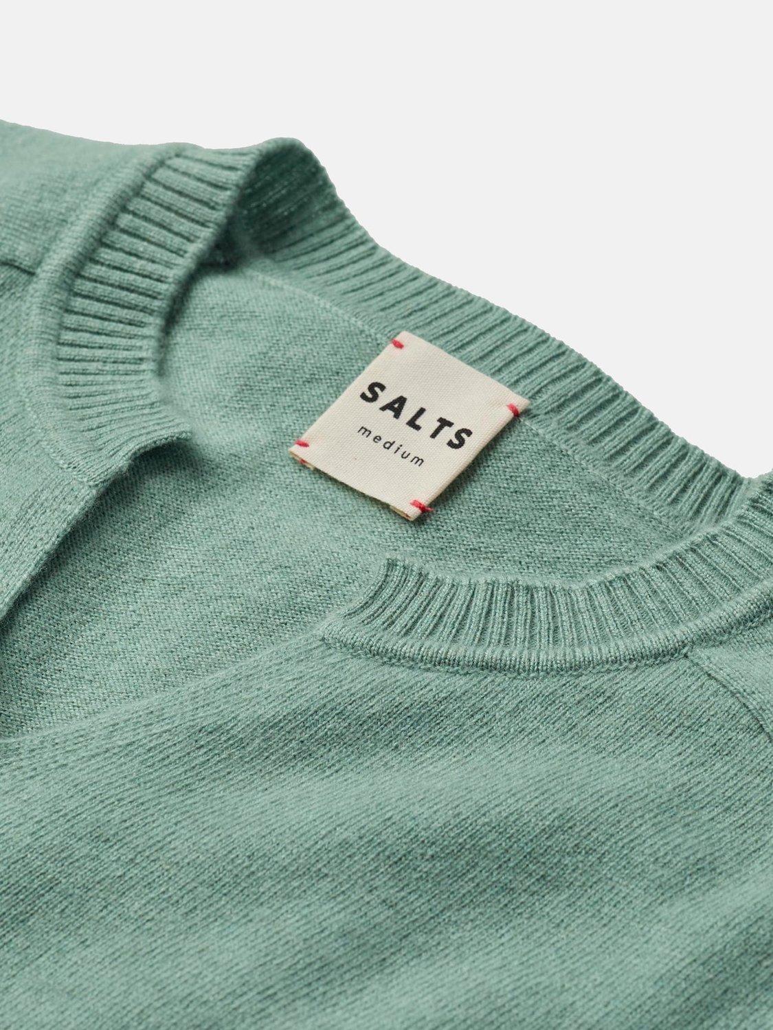 Product image 5 of 8, which shows SALTS Unisex Ombre Split Wool Rich Jumper, Teal & Sea Green, S