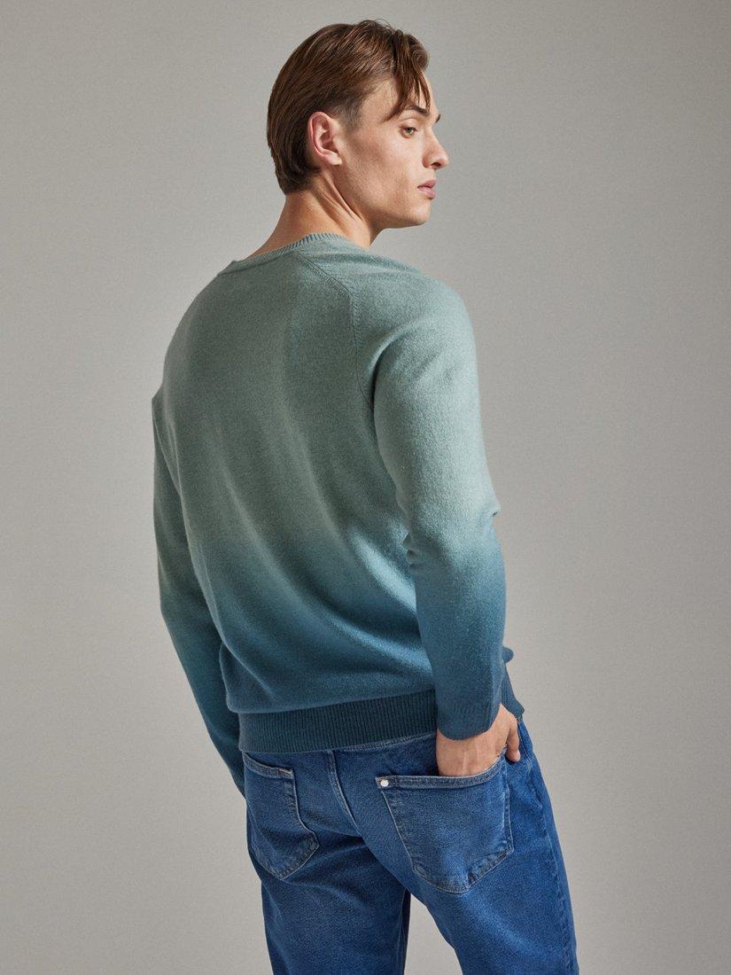 Product image 7 of 8, which shows SALTS Unisex Ombre Split Wool Rich Jumper, Teal & Sea Green, S