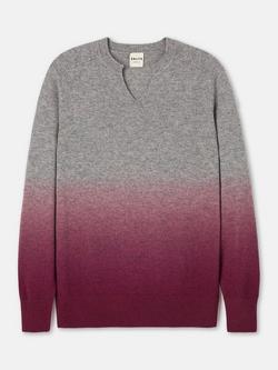 SALTS Unisex Ombre Split Wool Rich Jumper, Grey & Redcurrant