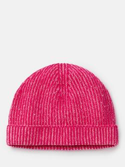SALTS Unisex Ribbed Pure Cashmere Fisherman Beanie Hat, Hot Pink & Soft Pink