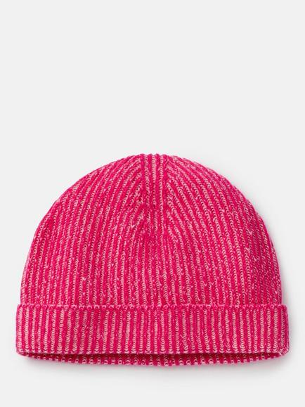 SALTS Unisex Ribbed Pure Cashmere Fisherman Beanie Hat, Hot Pink & Soft Pink