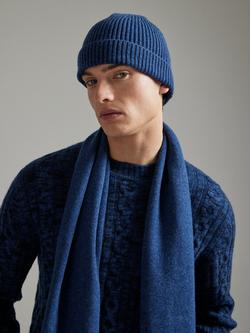 SALTS Unisex Ribbed Pure Cashmere Fisherman Beanie Hat - view 2, Navy & Denim Blue