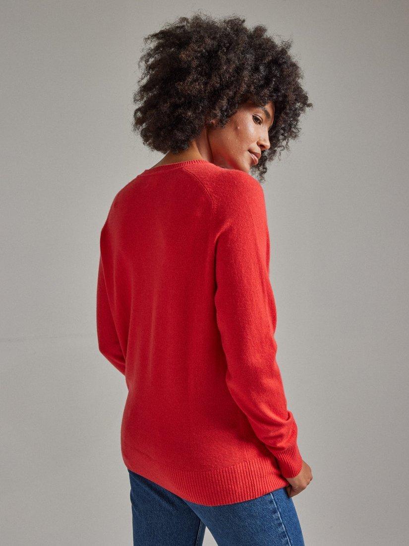 Product image 2 of 6, which shows SALTS Unisex Split Neck Wool Rich Jumper, Bright Red, M