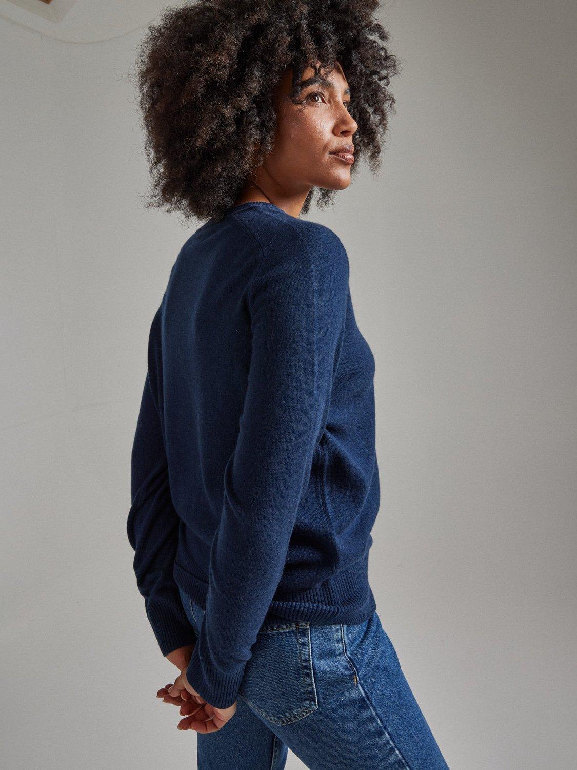 Product image 2 of 4, which shows SALTS Unisex Split Neck Wool Rich Jumper, Deep Blue, S