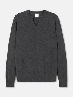 SALTS Unisex Split Neck Wool Rich Jumper, Charcoal