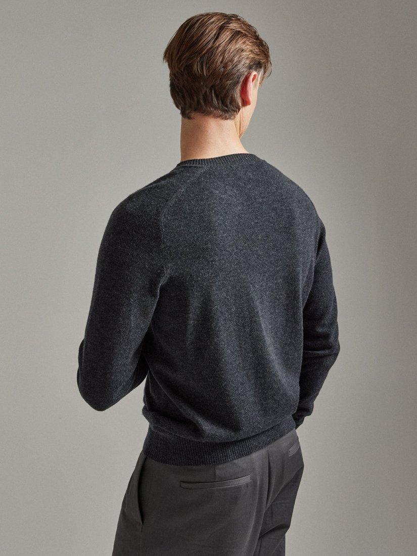 Product image 8 of 11, which shows SALTS Unisex Split Neck Wool Rich Jumper, Charcoal, S