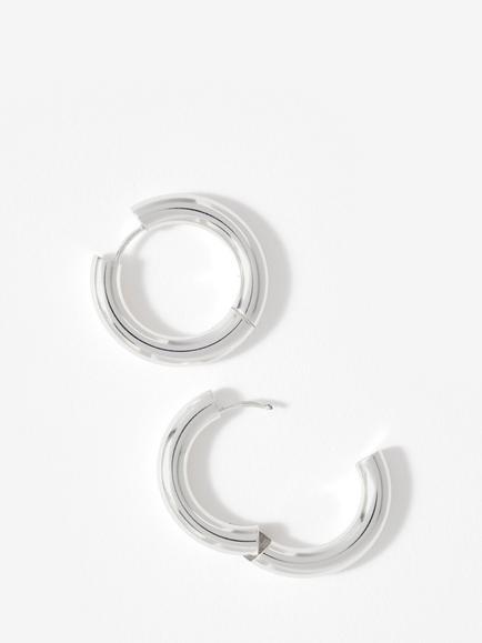 Mint Velvet Large Hoop Earrings, Silver - view 2, Silver