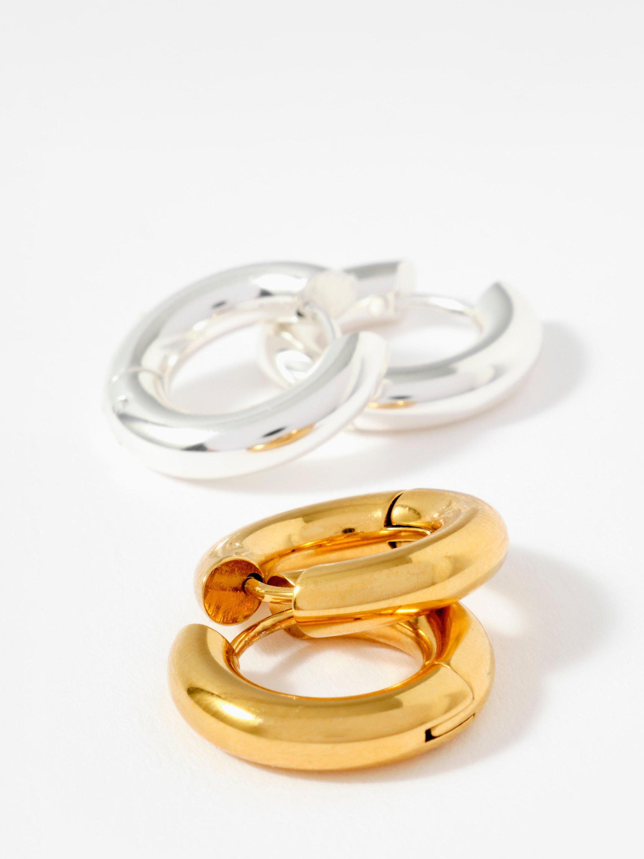 Product image 3 of 3, which shows Mint Velvet Mini Hoop Earrings, Gold