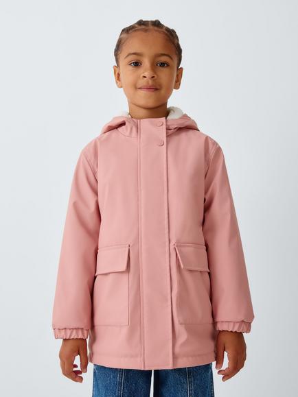 John Lewis Kids' Hooded Rain Mac, Pink, Pink
