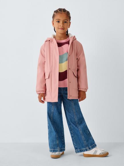 John Lewis Kids' Hooded Rain Mac, Pink - view 2, Pink