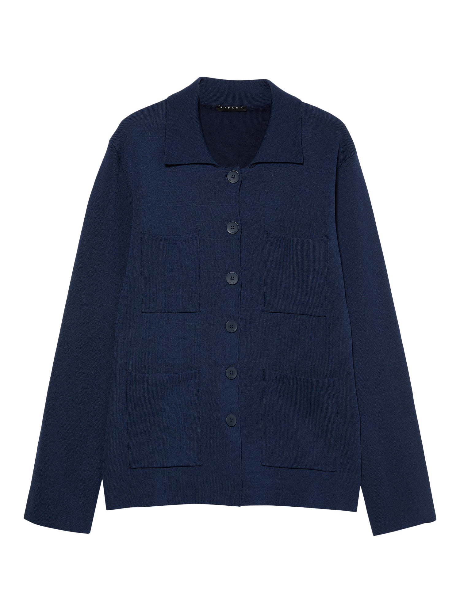Product image 4 of 5, which shows SISLEY Polo Cardigan Jacket, Night Blue, XS