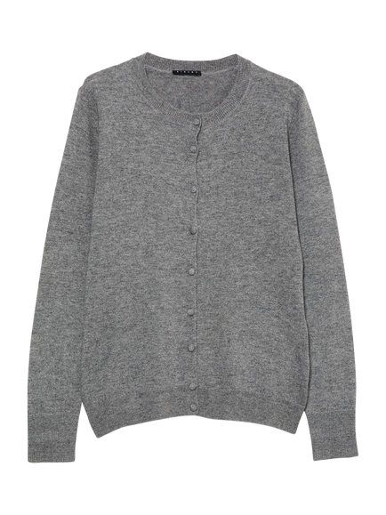 SISLEY Crew Neck Long Sleeve Cardigan, Grey, Grey