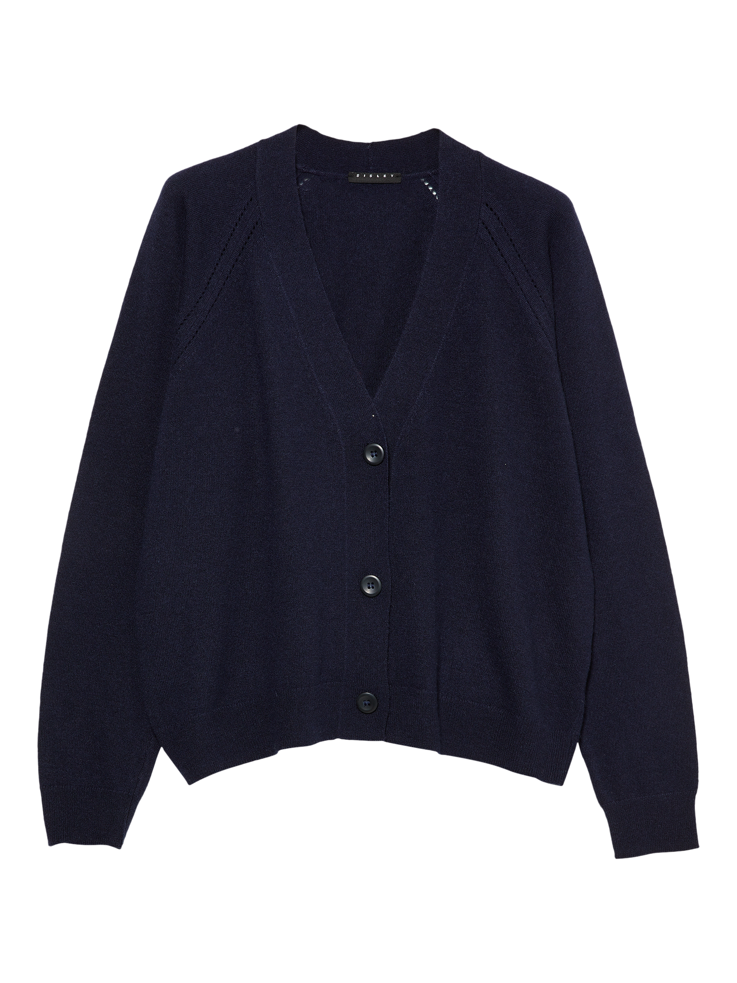 Product image 1 of 2, which shows SISLEY V-Neck Oversized Cardigan, Blue, S