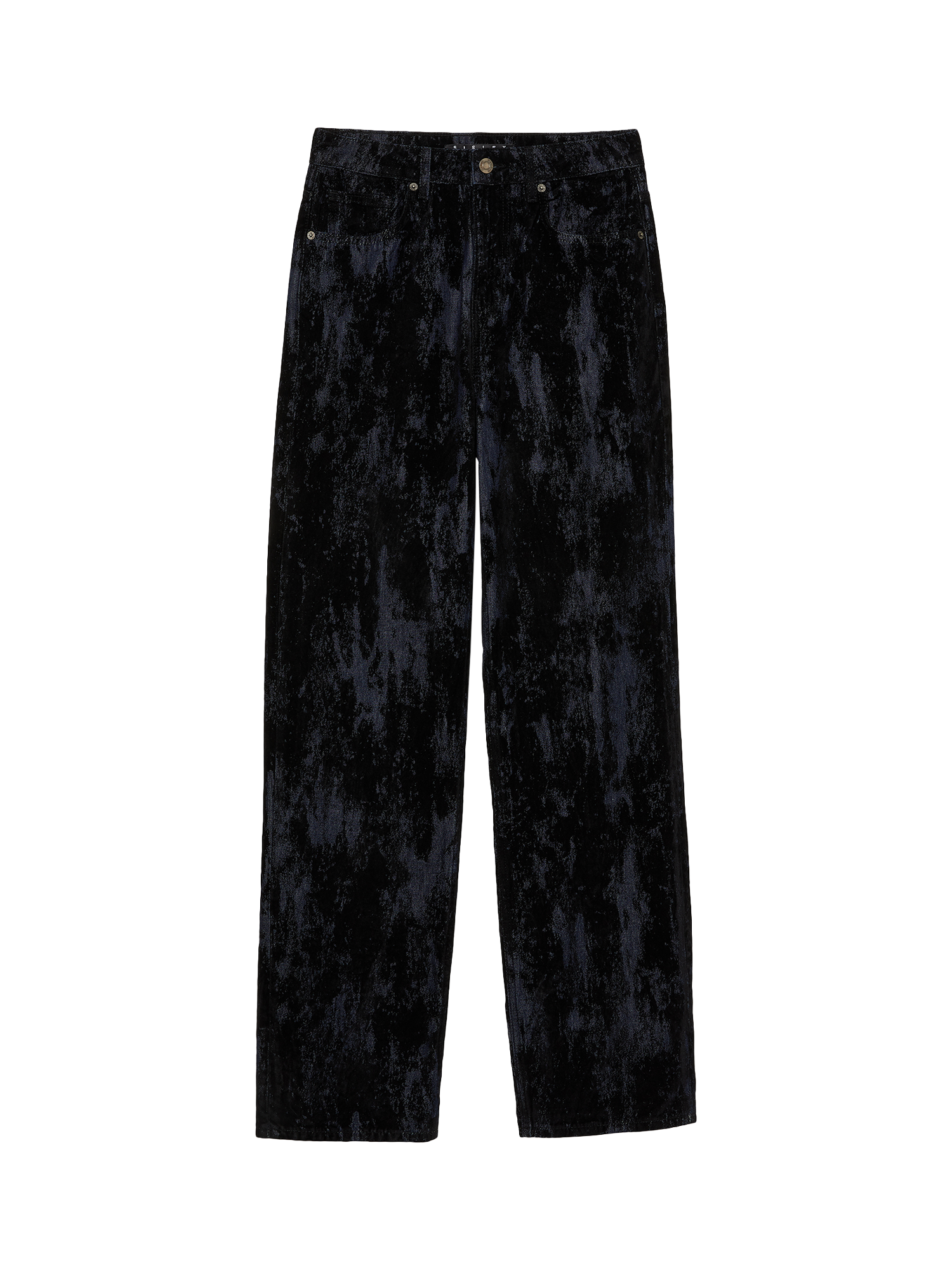 Product image 1 of 2, which shows SISLEY Flocked Relaxed Fit Jeans, Black/Multi, 27R