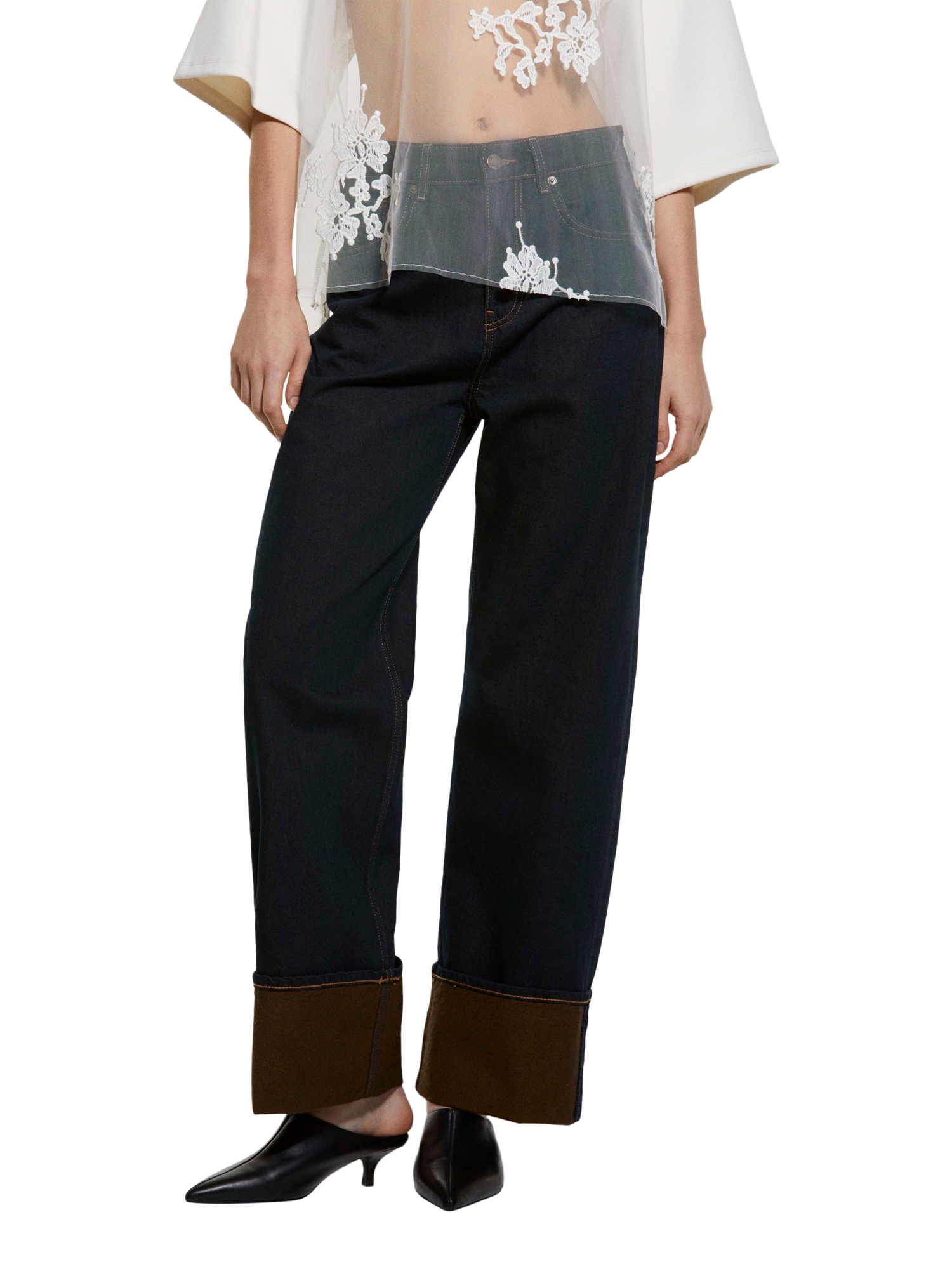 Product image 1 of 3, which shows SISLEY Wide Straight Leg Jeans, Dark Blue, 26R